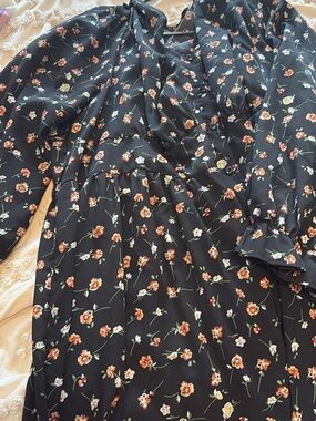 Black Floral Long Sleeve Dress
